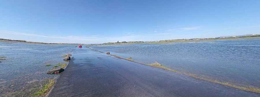 Shell Island Causeway tidal crossing Wales