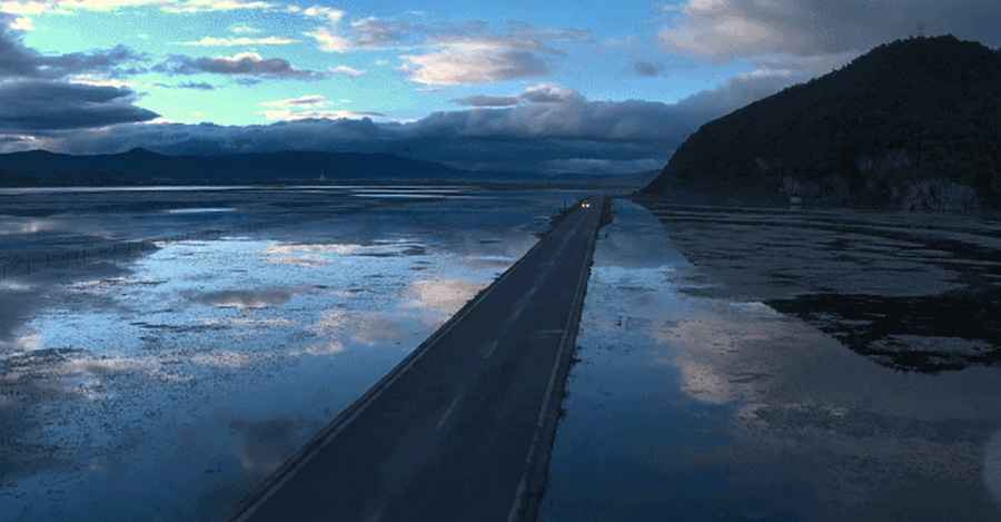 Napa Lake Highway seasonal underwater road
