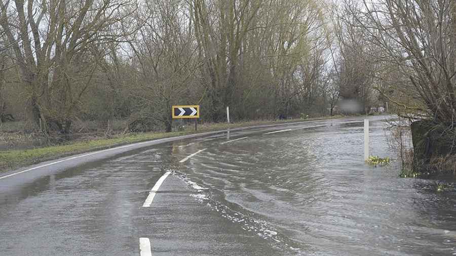 Welney Wash Road flooded Norfolk