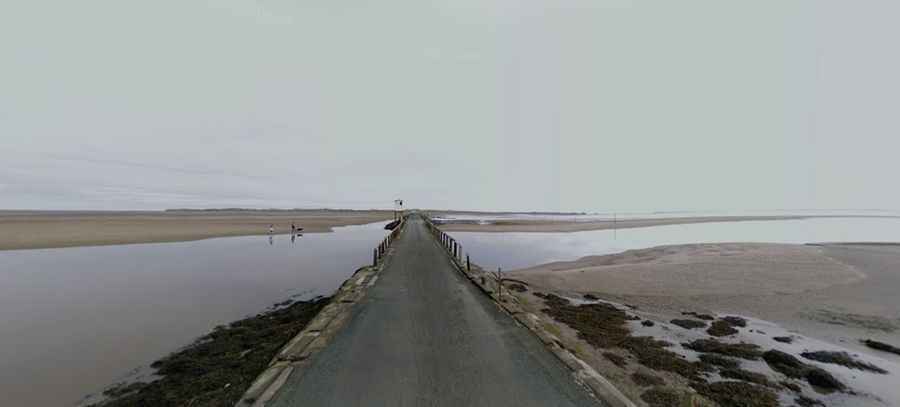 Lindisfarne Causeway Holy Island flood road